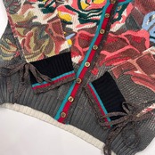 カシミヤ混 justcavalli ジャストカヴァリ 花柄刺繍 デザイン ニット カーディガン 42/マルチ レディース