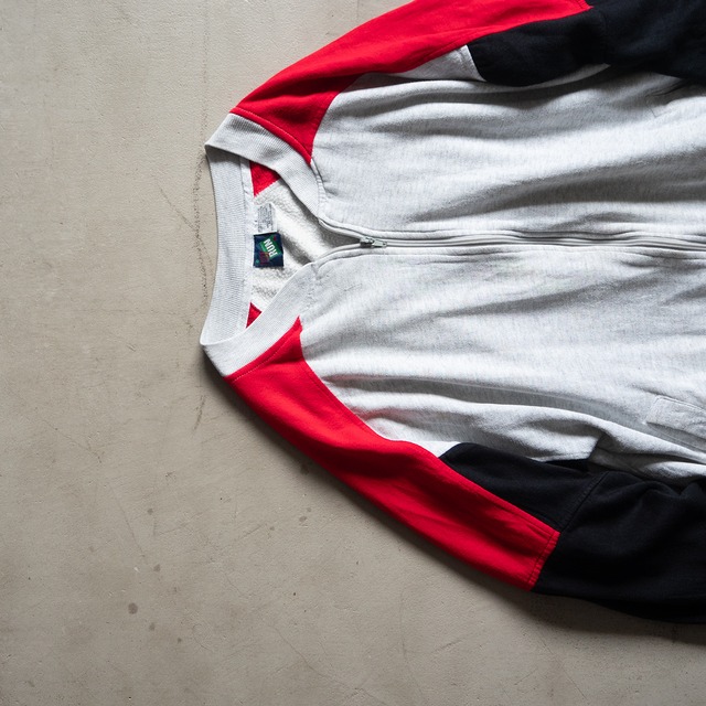 "FIRST RUN" '90s vintage Multi color sweat zip top