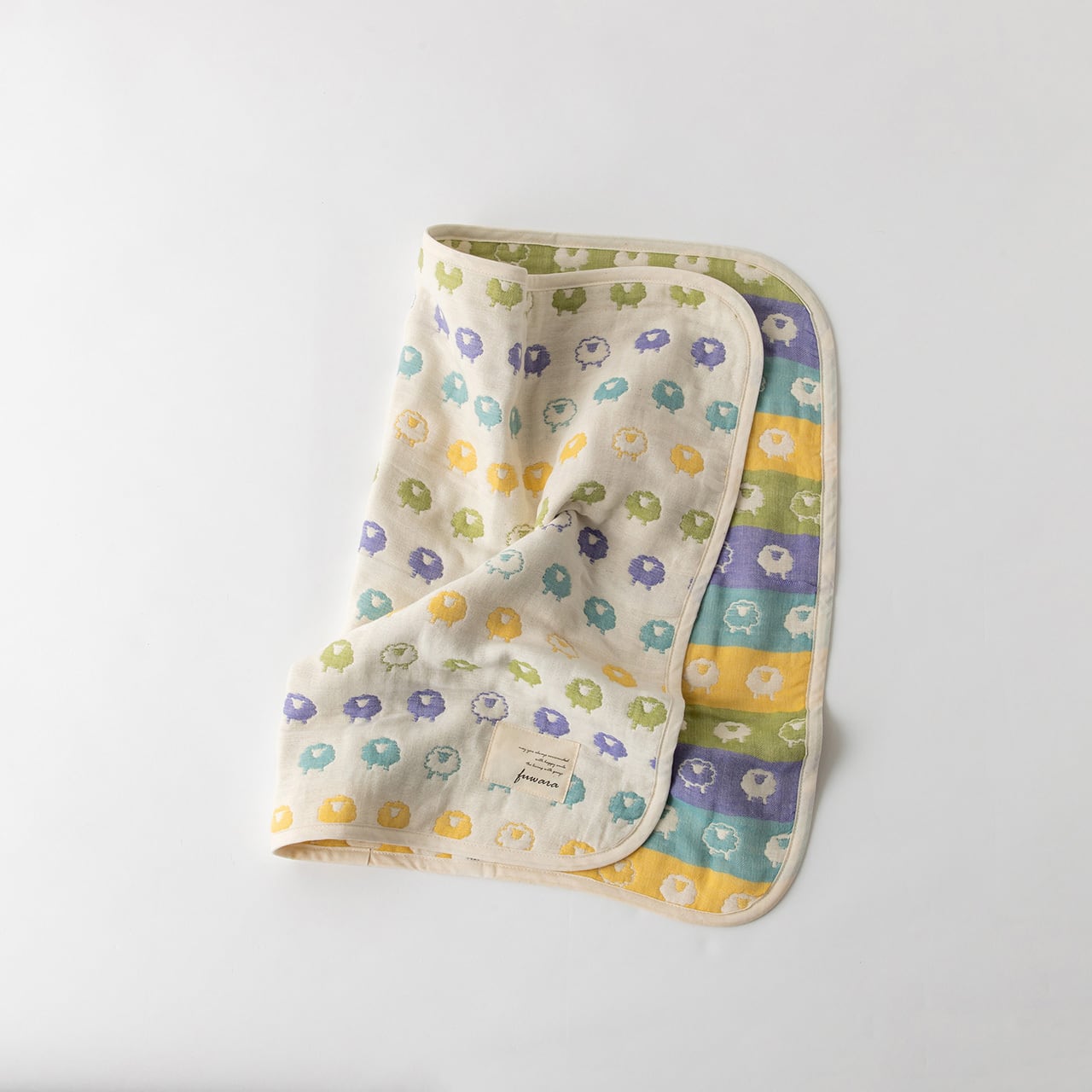 ガーゼケット＊ハンドメイド＊６重ガーゼ＊ひつじ＊fuwara＊559 六重織ガーゼケット（おでかけサイズ） ひつじ/多色 | fuwara