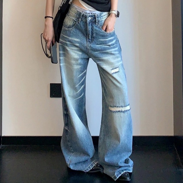 フェードクラッシュワイドフォルムデニムパンツ 1col R02700