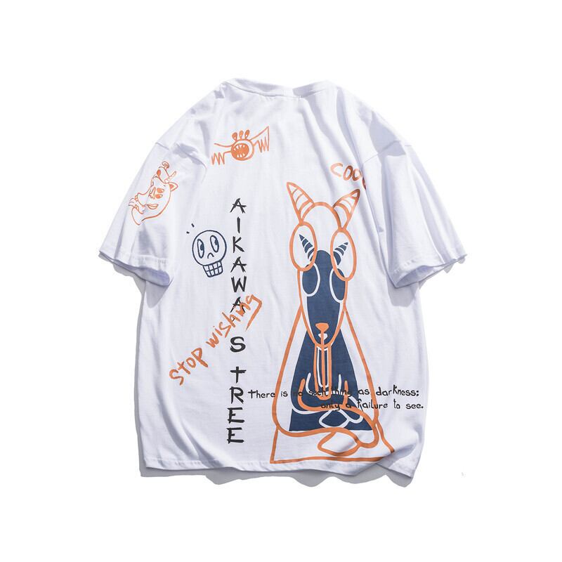 【新作】【送料無料】 Yidaoヴィンテージサマーニュースタイルeseクリエイティブプリント半袖TシャツメンズトレンドオールマッチボトミングラウンドネックコットンTEE-Alibaba 夏物 Oネック ビンテージ hip6-161148255949791