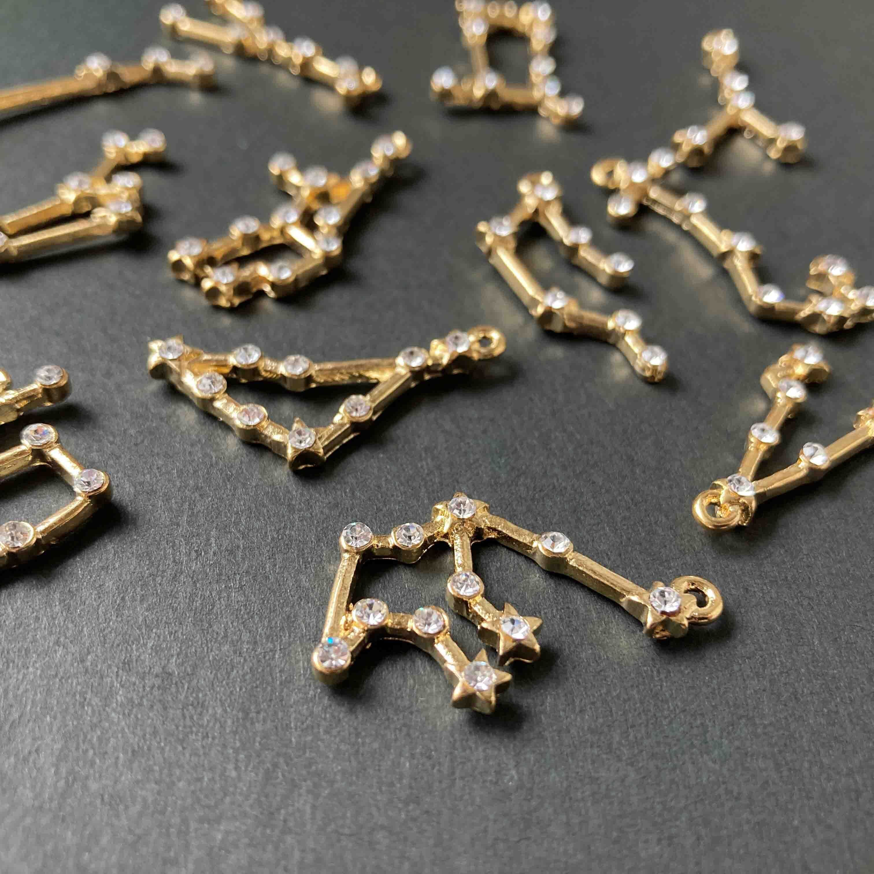 12星座のビジュー付きメタルチャーム | Dua-アクセサリーパーツショップ