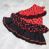 フラメンコ 衣装 Mariquita マリキータ ファルダ スカート ブラック系 レッド系 赤 黒 水玉 ドット ボランテ フリル ダンス パーティ 発表会 ポップ かわいい レディース 発表会衣装 舞台衣装