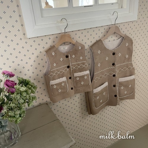 milkbalm［取寄］kids / flower flake mustang vest 25winter