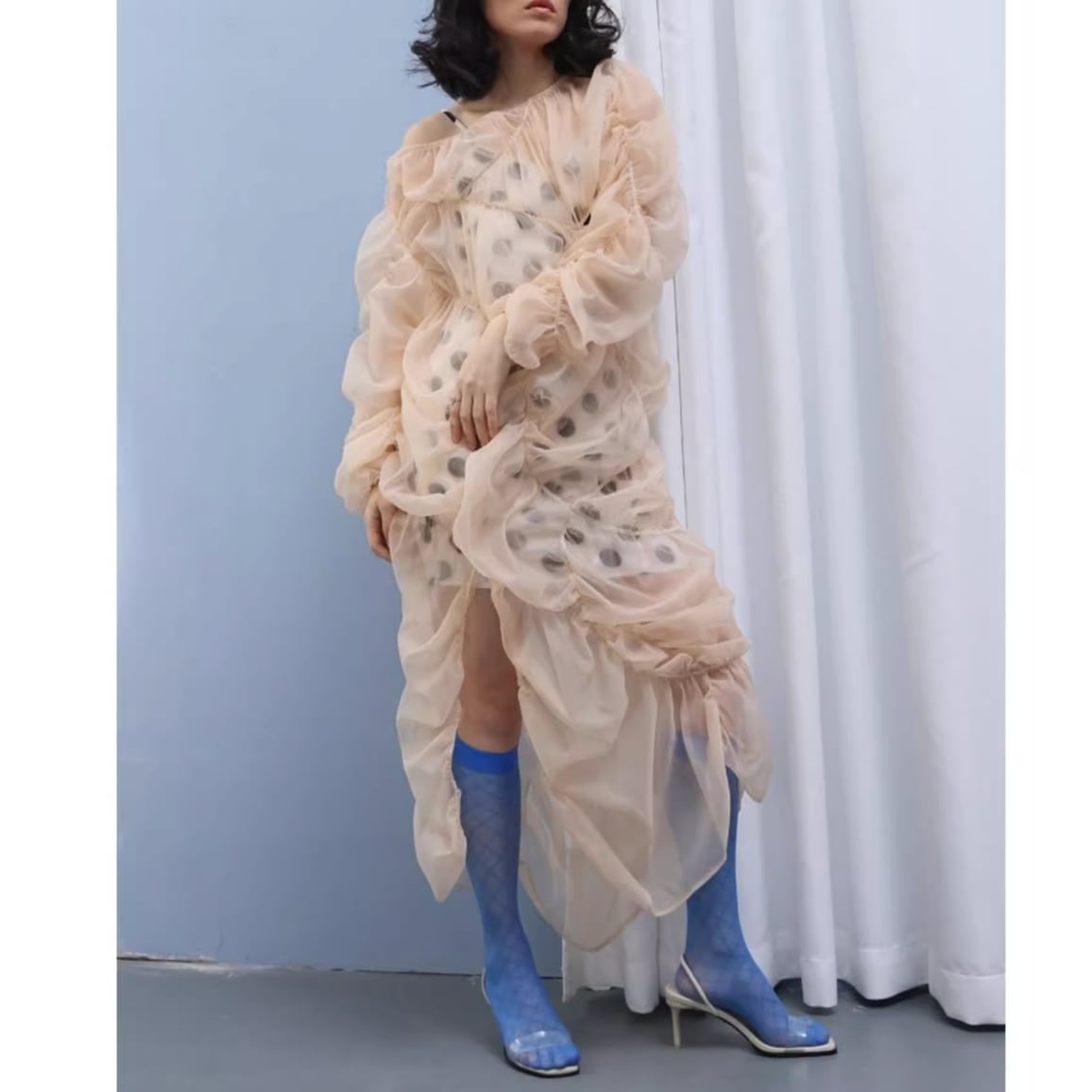 Sheer Apricot Layered Dress*S-581