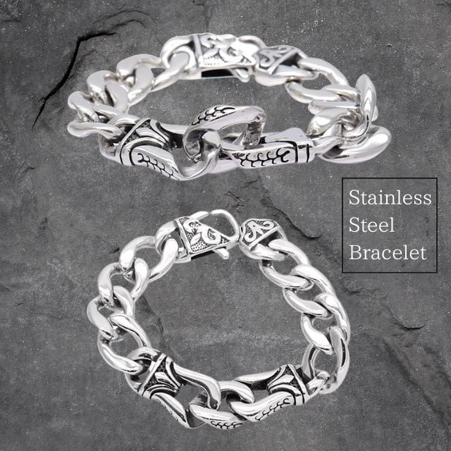 ブレスレット 喜平ブレスレット 百合の紋章 メンズ ステンレス