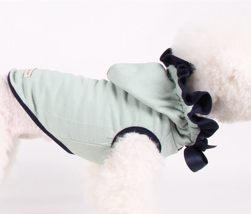 フリルリボンフード付きTシャツ S ~ XL 2color / 犬服 春物 新作 おしゃれ ドッグウェア 可愛い 犬の服 小型犬 中型犬 ペット用品 ペット洋服　b32