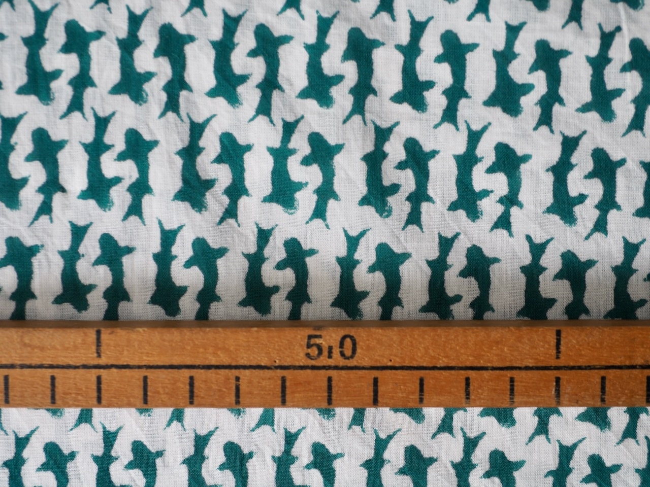 block print fabric d41 みどり