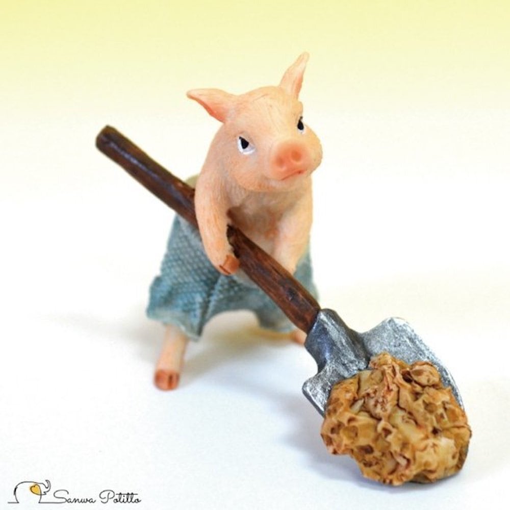 スコップ掘り豚さん ミニチュアアニマル 小さな動物の世界 レトロ