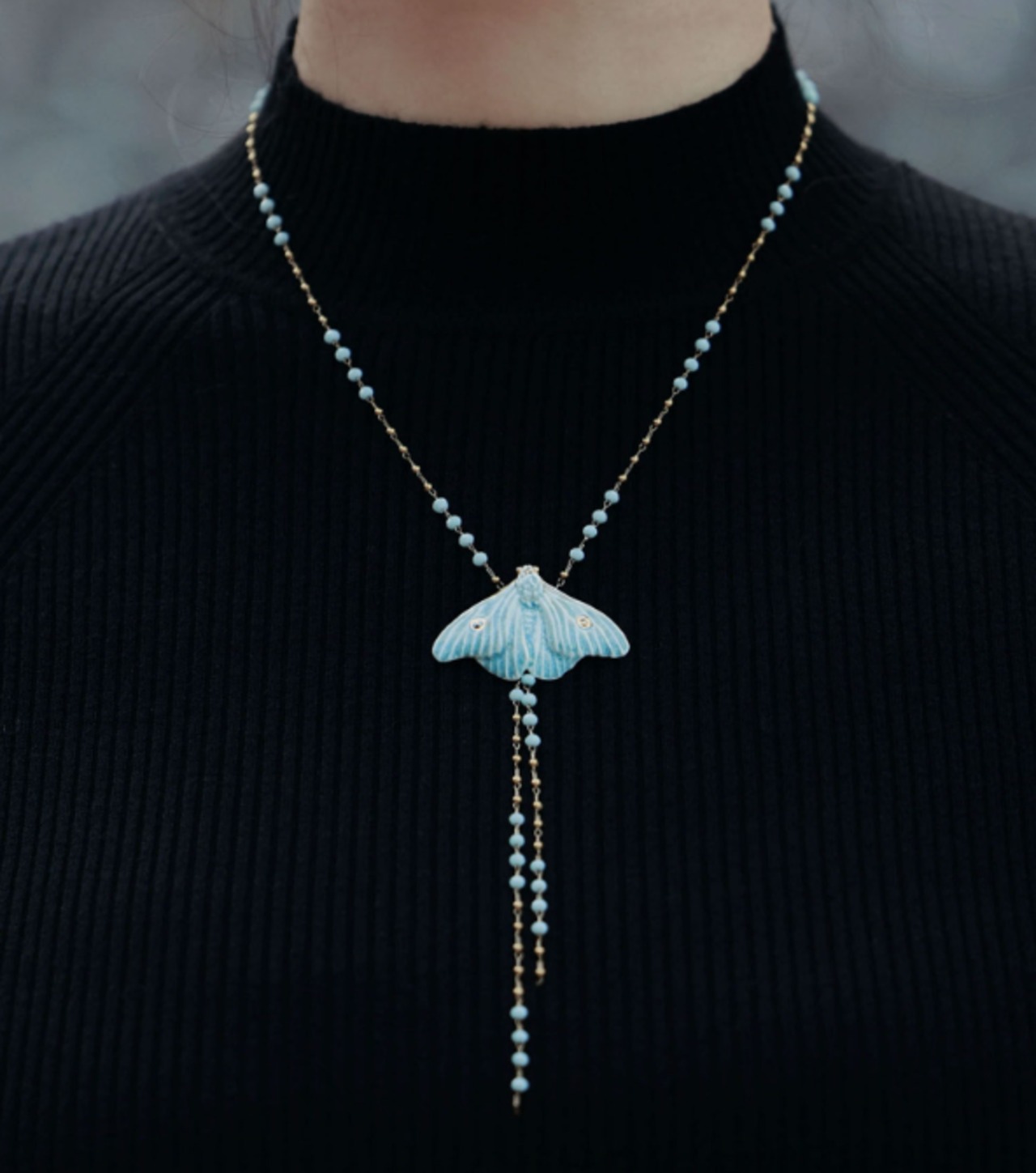 蒼月標本　月夜の蛾のネックレス  M25158