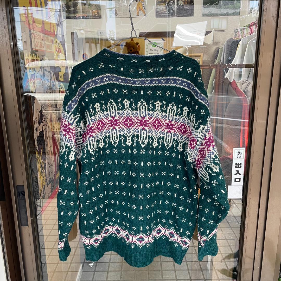 良品 L.L.BEAN ニットカーディガン コンチョ グリーン USA製 80s 90s