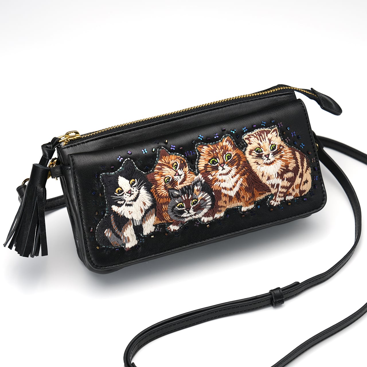 お財布ポシェット Louis Wain Kittens（Black） | tamaobazaaar