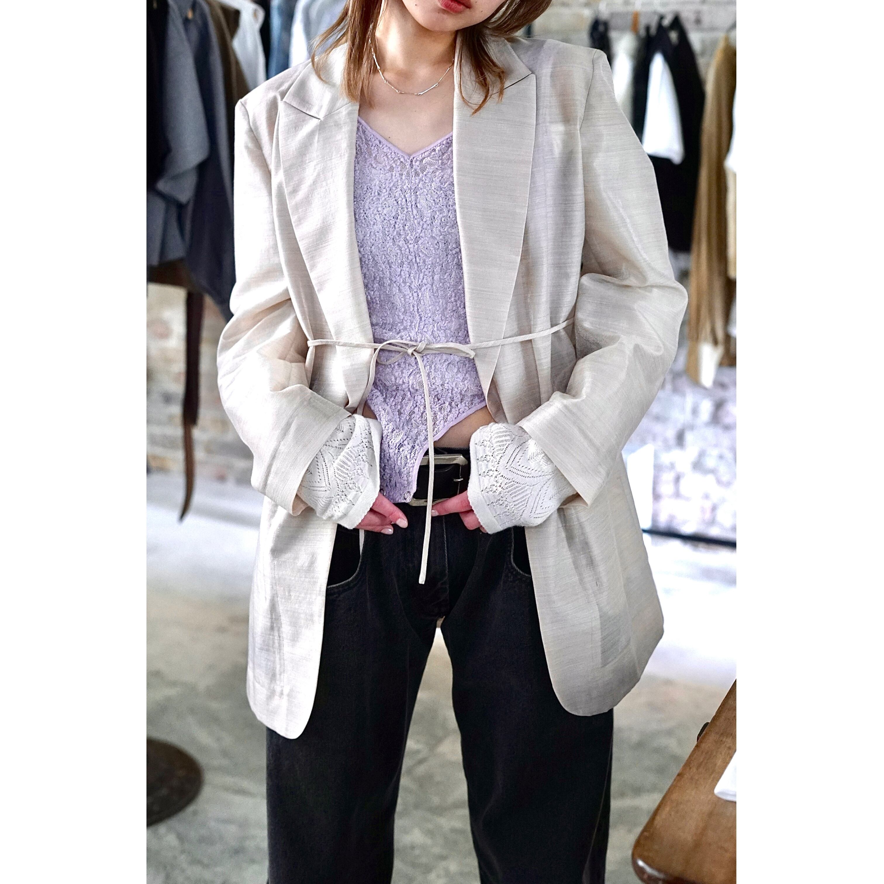 Mame Kurogouchi / Wool Nylon Shimmering Jacket ( BEIGE, GREY