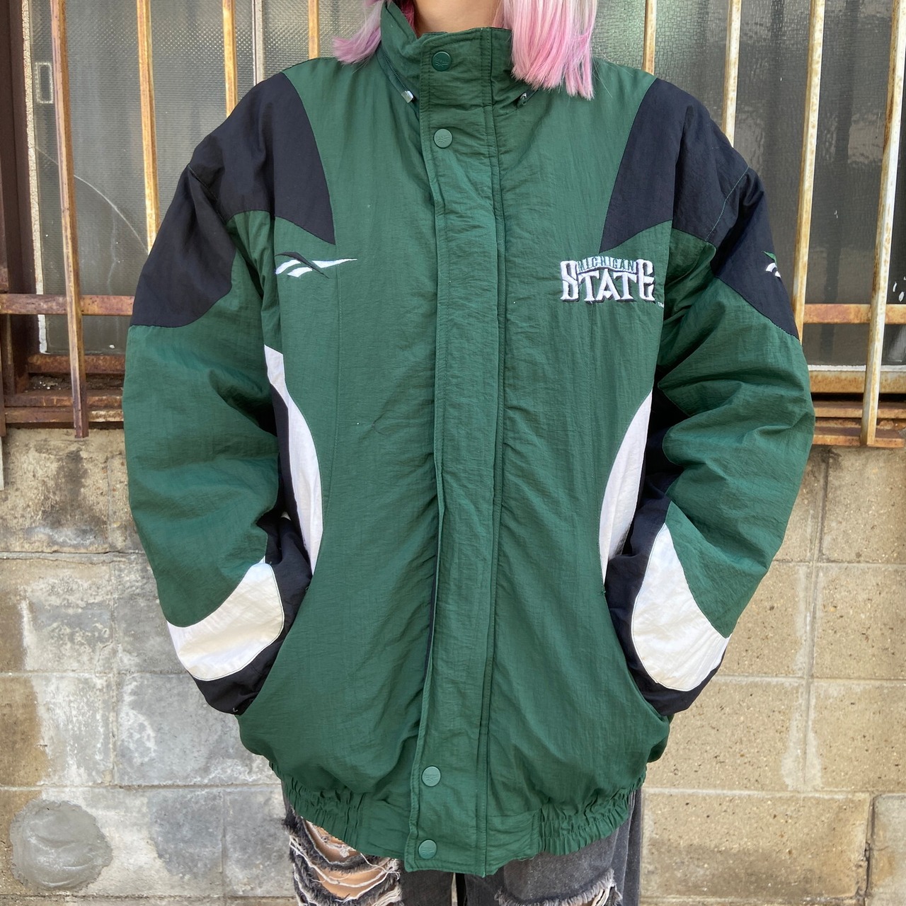 90年代 Reebok リーボック カレッジチーム 刺? 中綿ナイロンジャケット 