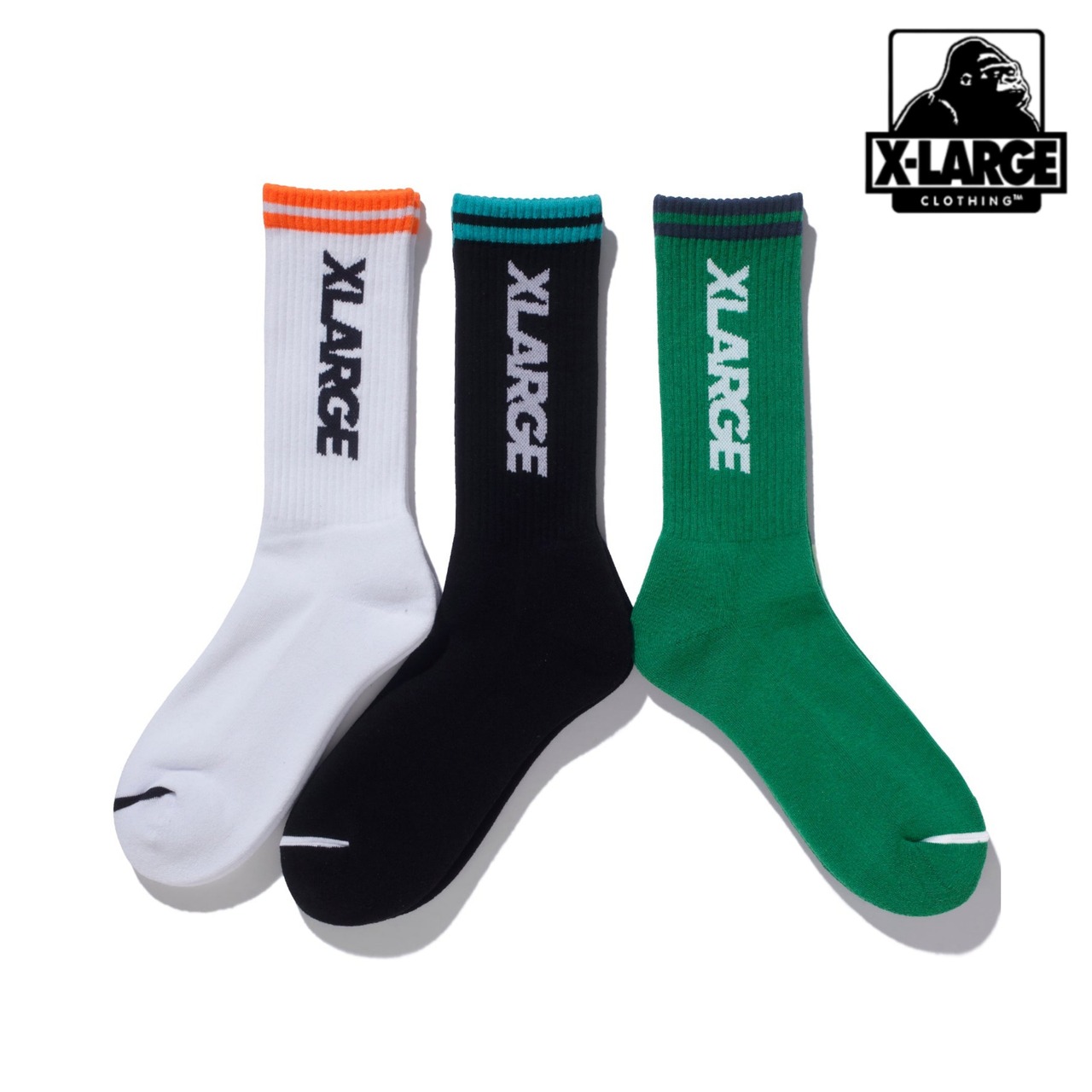 【XLARGE】CONTRAST STRIPE STANDARD LOGO SOCKS