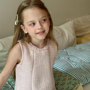 秋ピンクスパンコール織りワンピース