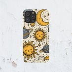 受注生産 iPhoneケース 太陽と月の天体パターン｜星座図風 STAR018A