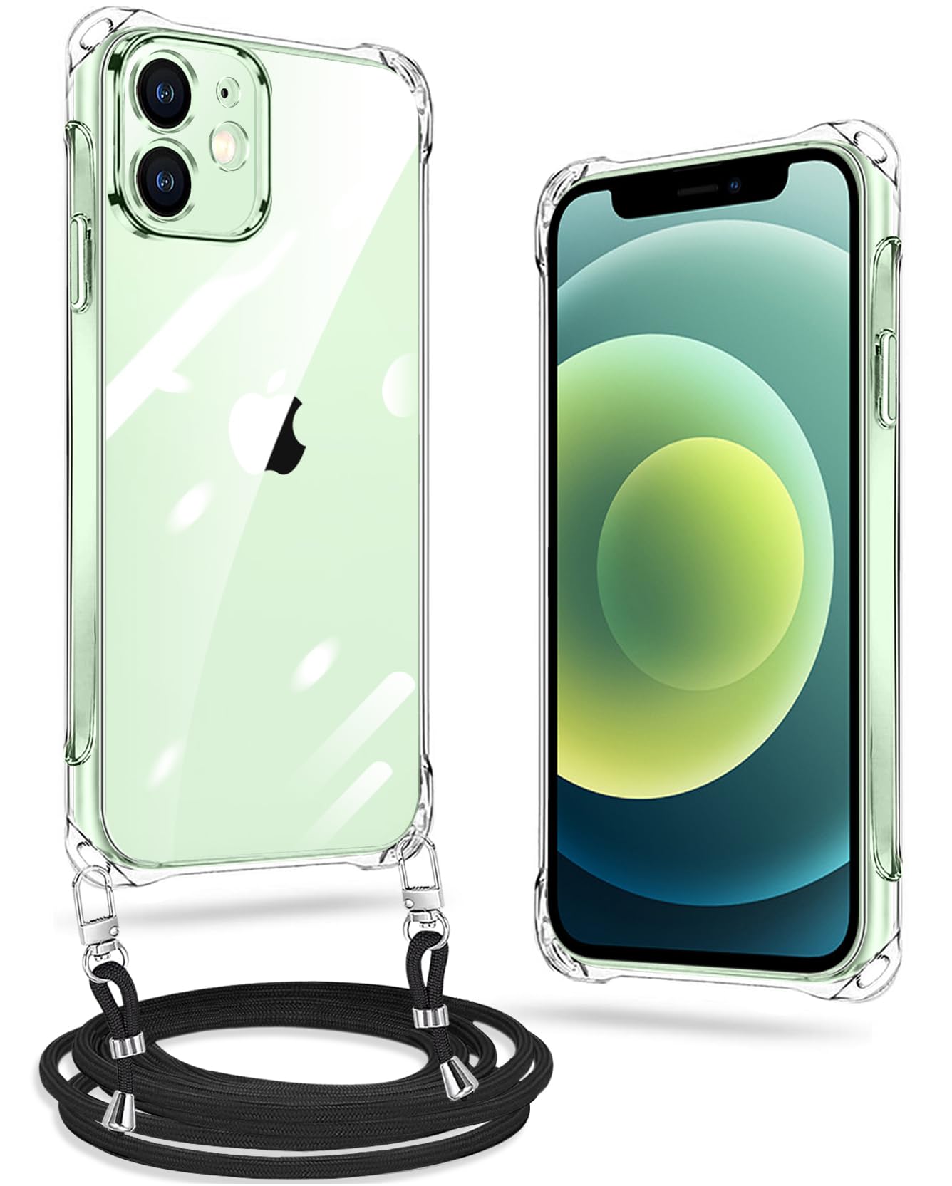 【数量限定】xiusiteli iPhone 12 ケース クリア ネック ショルダー ストラップ付き iPhone12 スマホケース ...