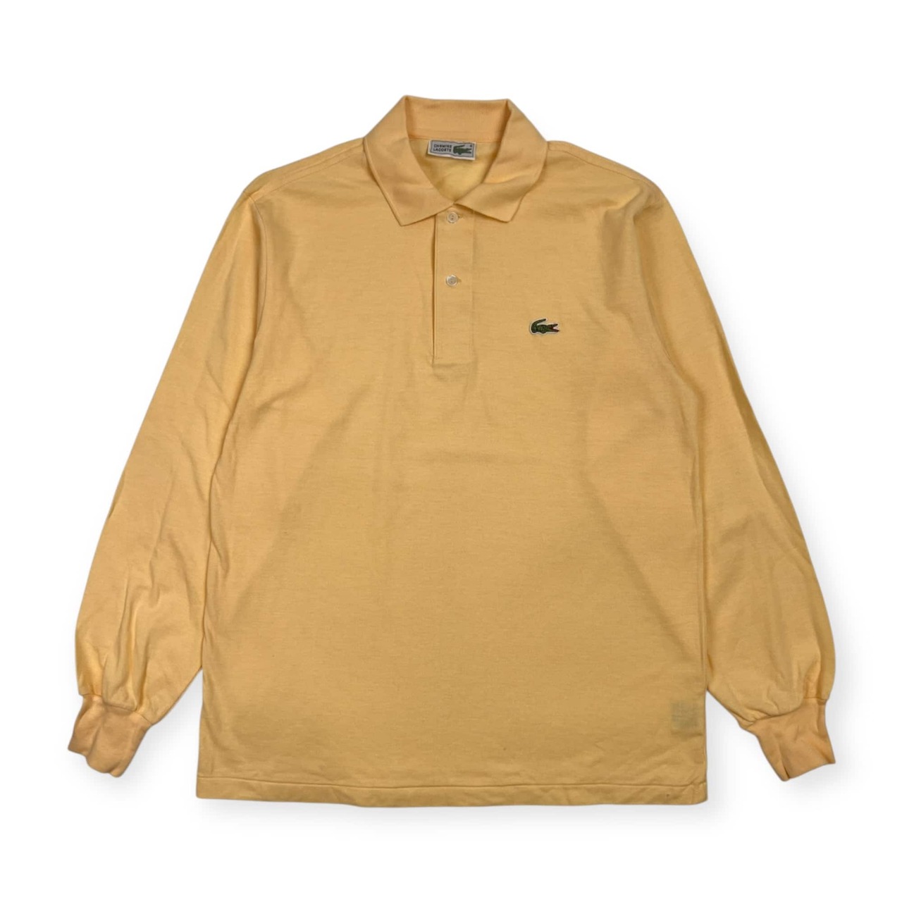 70s 80s CHEMISE LACOSTE シュミーズラコステ 文字ワニ 鹿の子 長袖 ポロシャツ 4/クリーム色 メンズ