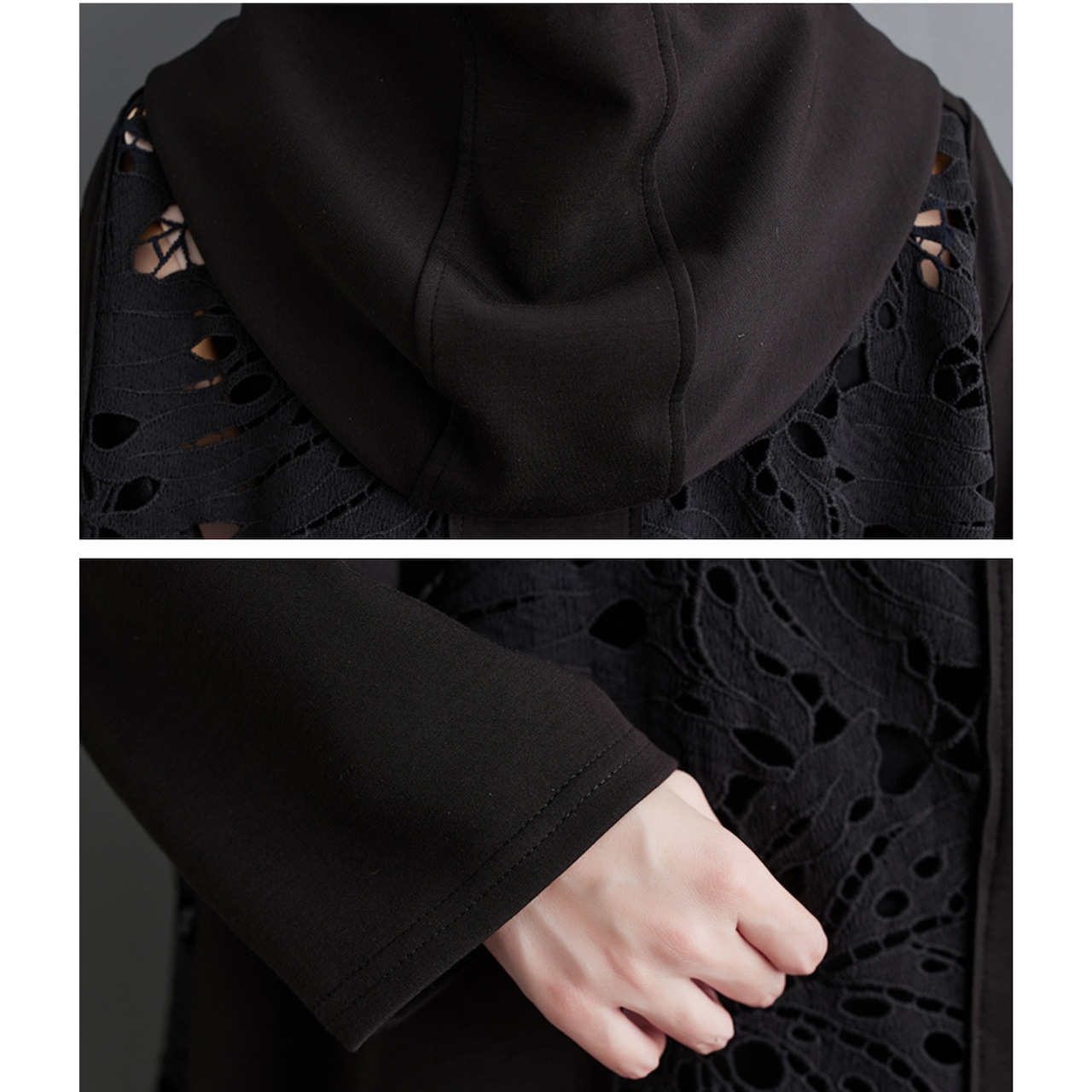 月影の花 レースロングジップパーカーM24153