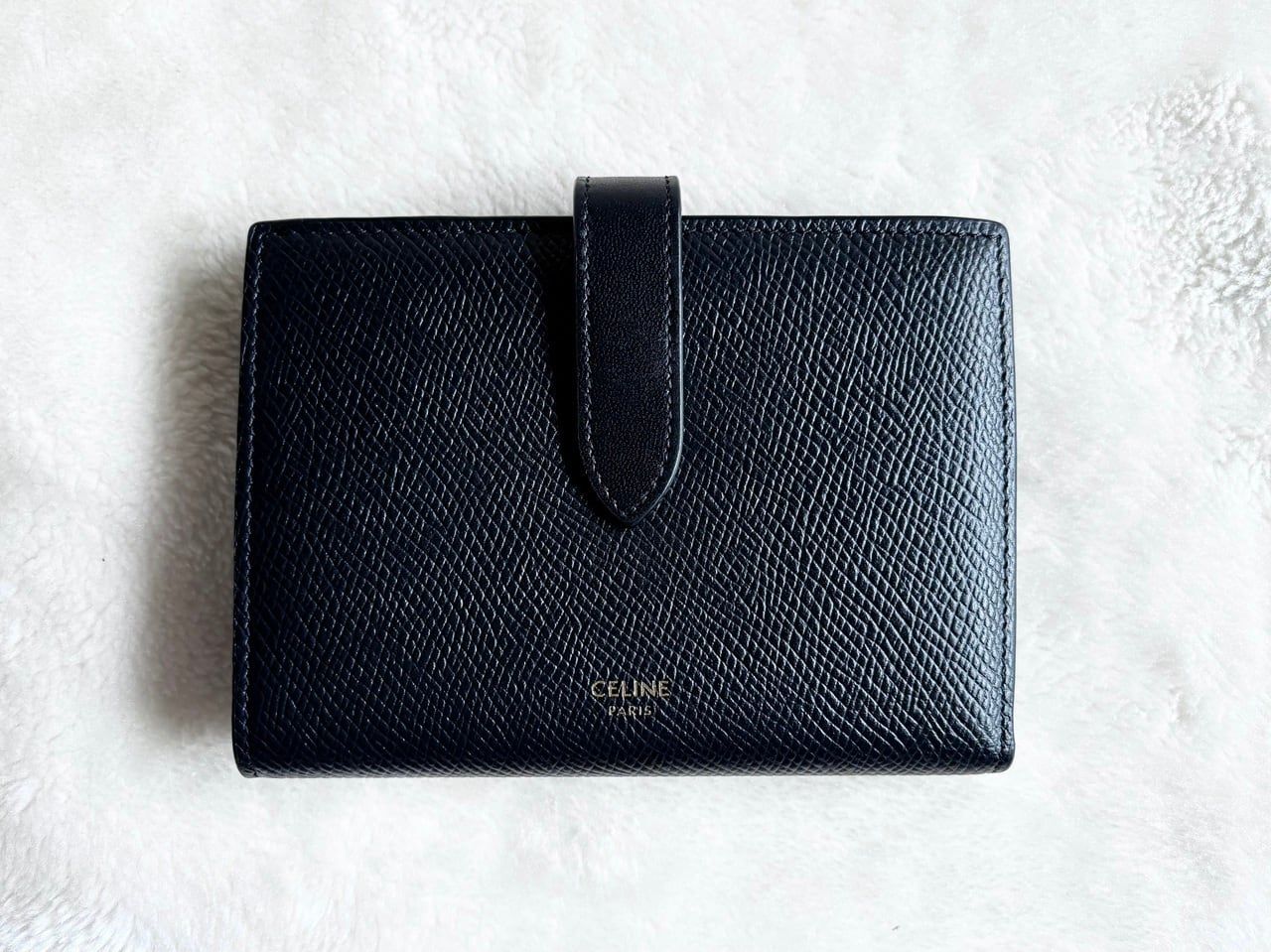 CELINE Medium strap leather wallet BLACK MADE IN ITALY