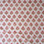 ブロックプリント生地【50cm単位】インド綿 小花柄 白×赤 #36973-WT2
