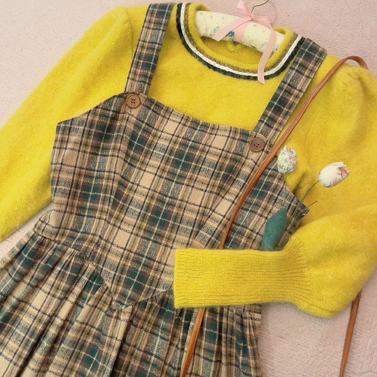 green check jumper skirt