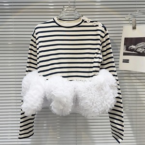 ボリュームチュールボーダートップス　00797