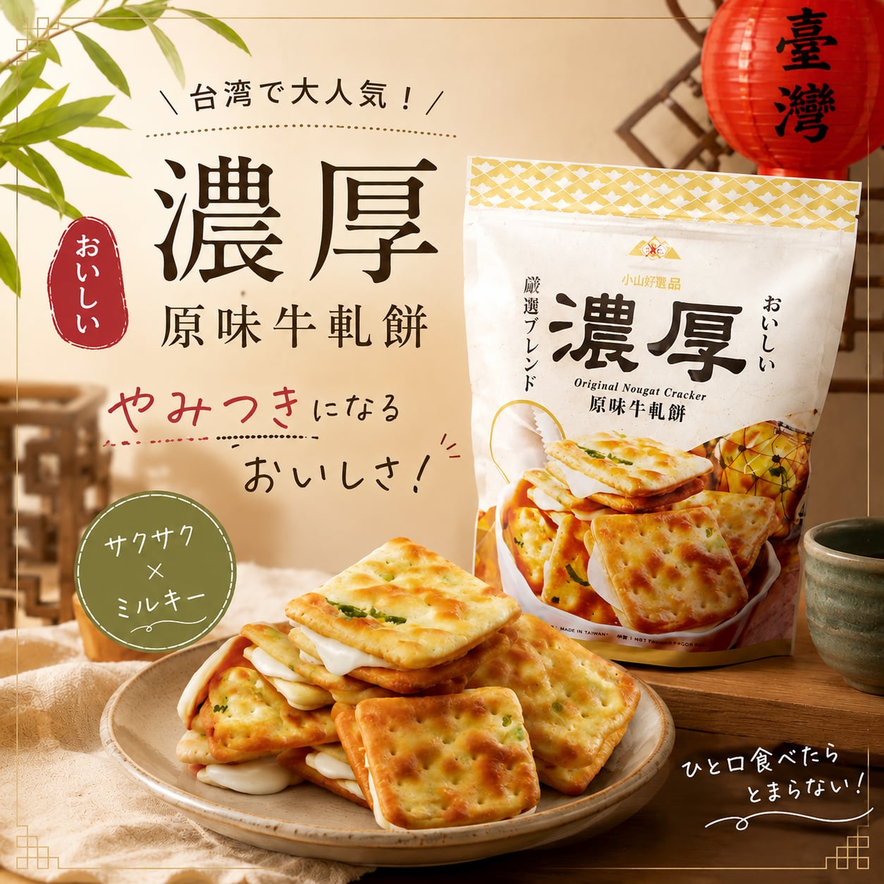 台湾菓子 小山等露 原味牛軋餅 ヌガークラッカー 140g 台湾名物