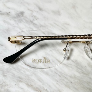 vintage HILTON gold color twist arm rimless semi cat's eye glasses   "hilton exclusive 028"