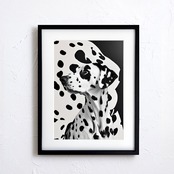 Dalmatian|モノクロが映えるダルメシアンのアートポスター|シンプルで洗練された犬モチーフ| 額縁セット A2ポスター
