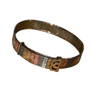 vintage engraved tri-color metal bracelet