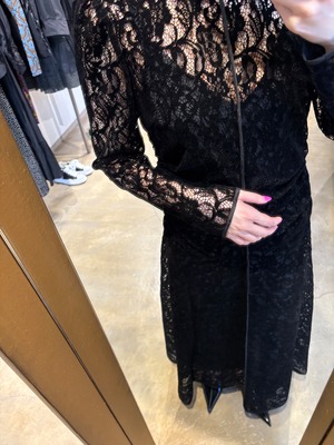 【26AW | WOMEN】FETICO フェティコ / ドレス / FLOCKED LACE GATHERED DRESS  FTC264-0804