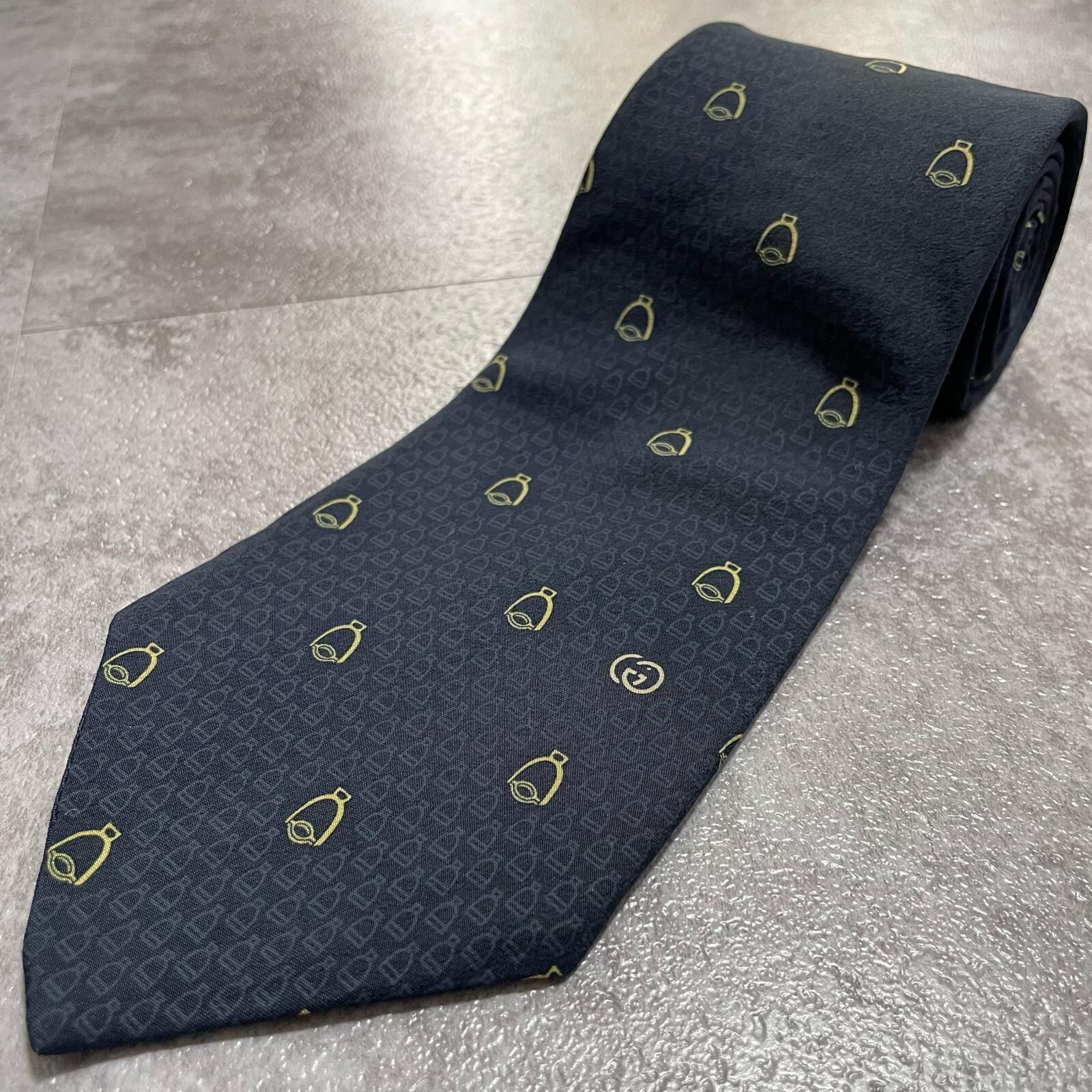 GUCCI シルクネクタイ GGロゴ 小紋柄 ネイビー GUCCI】グッチ 総G柄