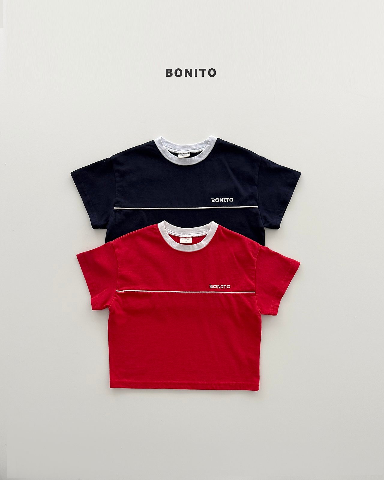 [BONITO] Cut-off line Tee (JS/JM) / [보니토] 절개삥줄티 (JS/JM)