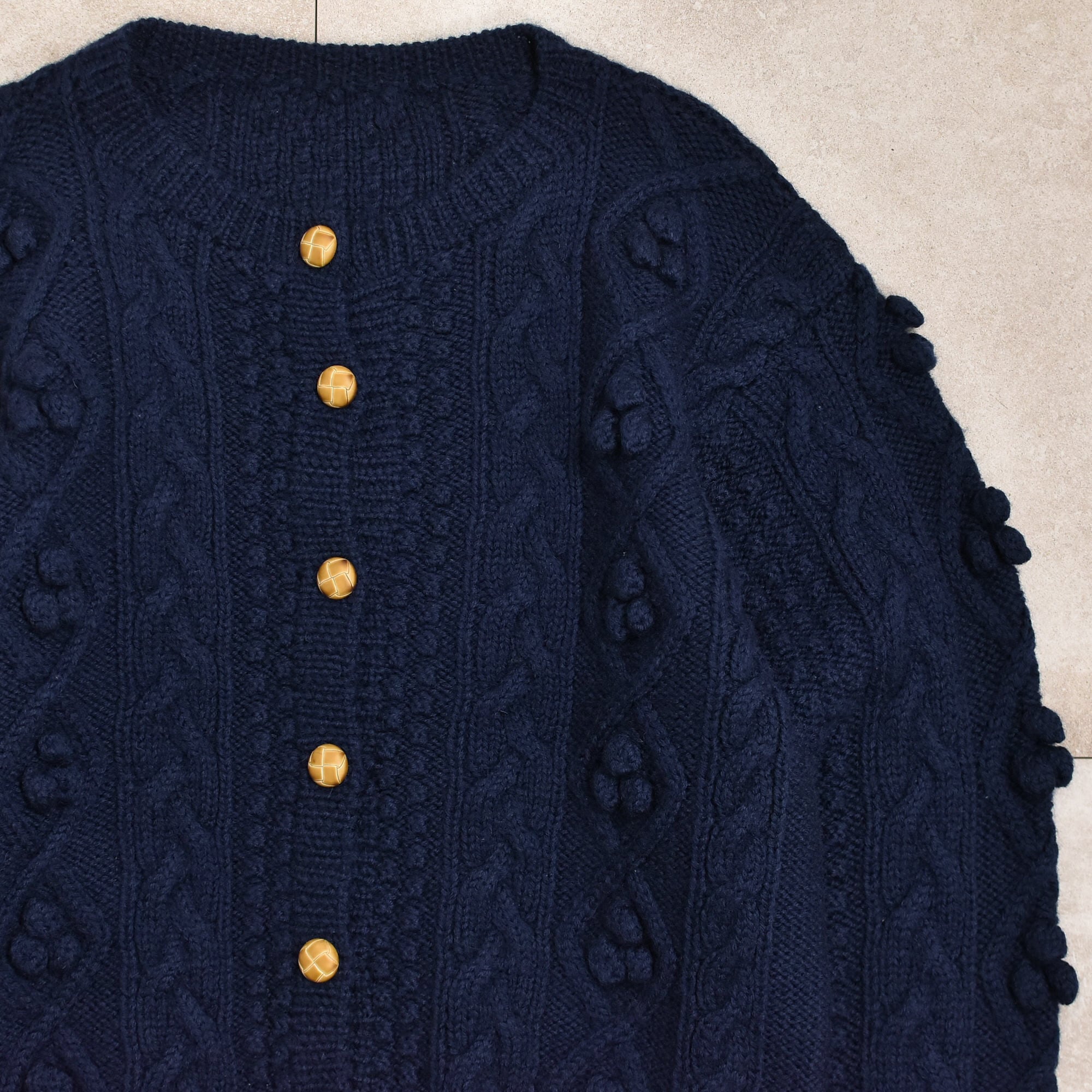 90～00s Aran pattern knit cardigan | 古着屋 grin days memory