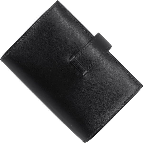 Unused HERMES エルメス カードケース ベアン ボックスカーフ 黒 二