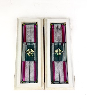 ヴィンテージ雑貨 ステンドグラス 三面ミラー パーテーション