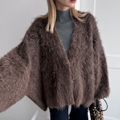 MOKE MOKE shaggy over knit CD/brown
