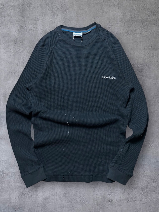 Columbia Omni-Wick Black Waffle Thermal Logo Performance Long Sleeve Shirt Columbia Omni-Wick Black Waffle Thermal Logo Performance Long Sleeve Shirt