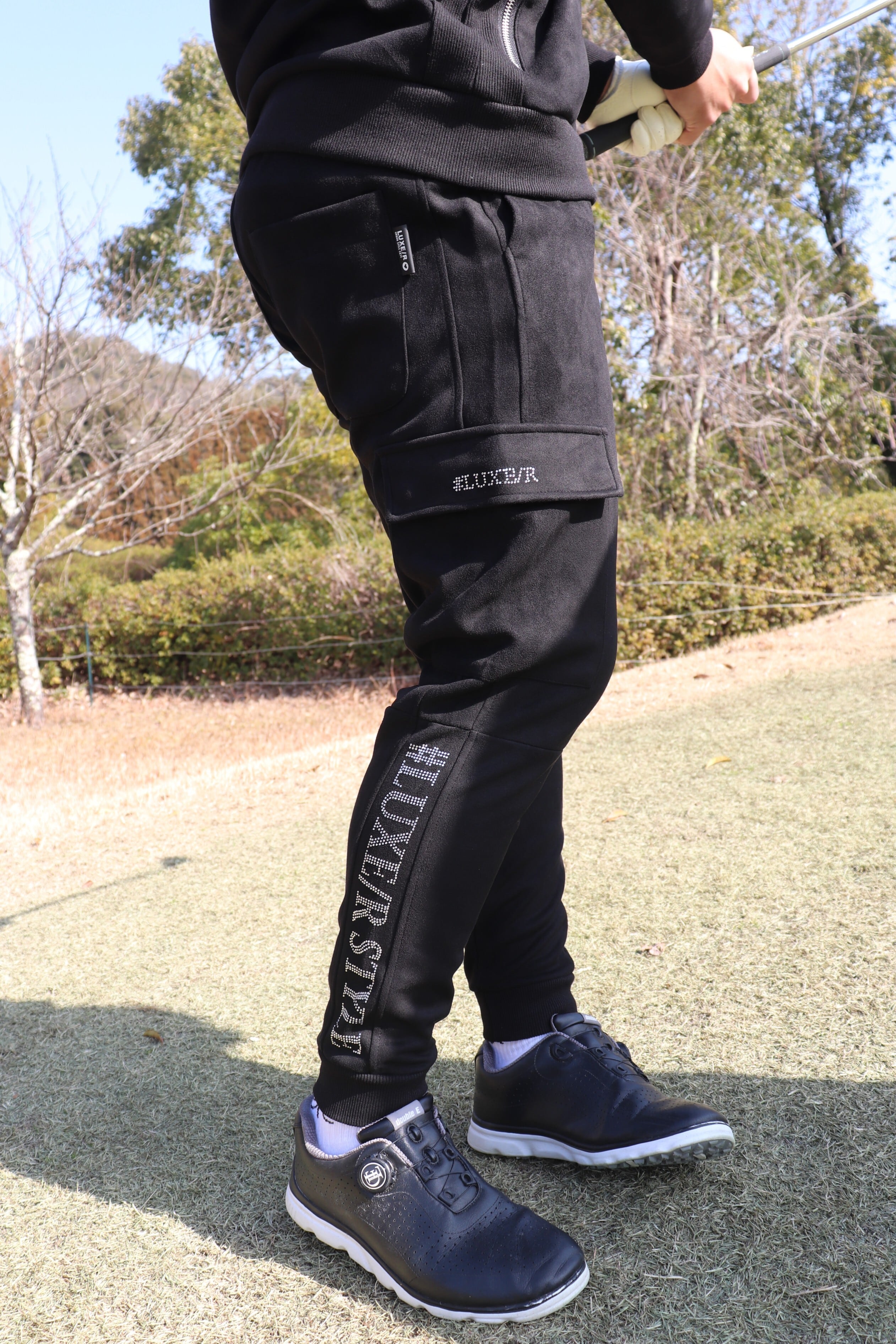 LUXE/R(46245)ストレッチポンチジャージ生地コード刺繡サイドリブ