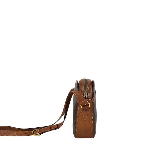 CELINE セリーヌ ショルダーバッグ ブラウン マカダム ブラゾン型押し PVC レザー フレーム vintage ヴィンテージ オールド bp2ksi