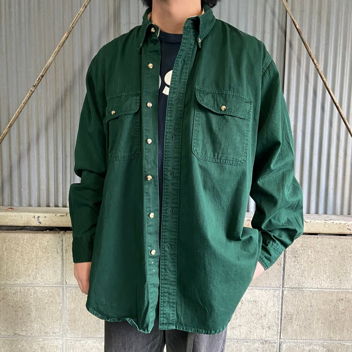 90s closs colours 長袖ボタンシャツ グリーン 緑 TLC山田のメルカリ出品