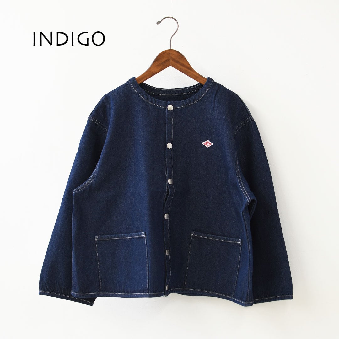 DANTON [ダントン] W Cotton Denim Collarless Jacket [DT-B0397SOU
