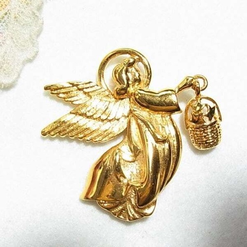 香炉を下げる天使のブローチ　アクセサリー卸値以下でセール　K2106B