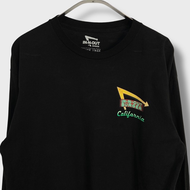 IN-N-OUTBURGER バックプリントロンT カリフォルニア ブラック　M