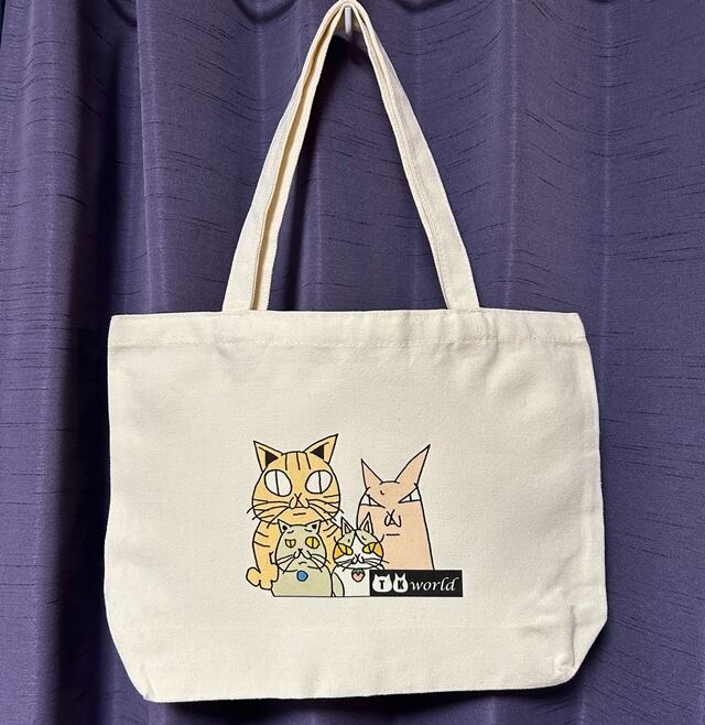 TKねこファミリー☆tokotokoマチありトートバッグ | TKworld~ねこの
