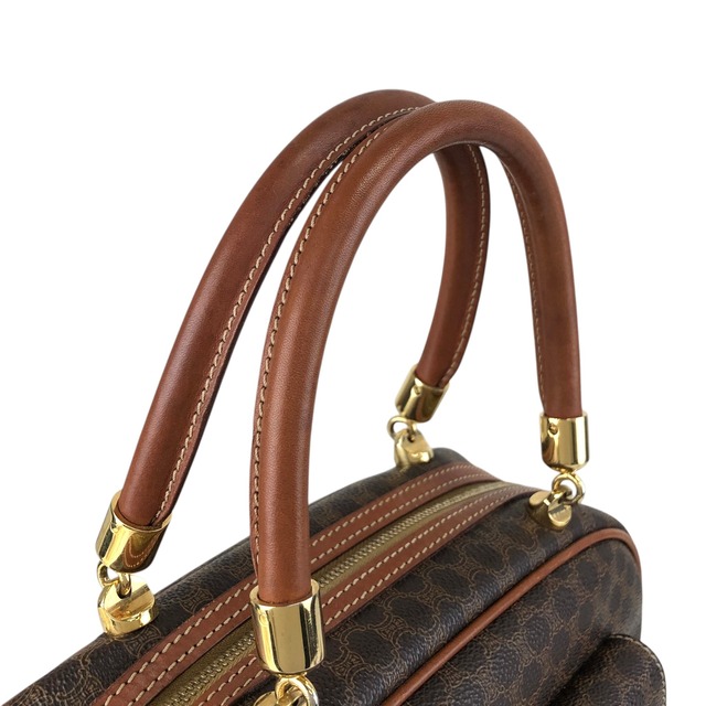CELINE セリーヌ マカダム ハンドバッグ ブラウン ブラゾン型押し PVC vintage ヴィンテージ オールド 623s5d
