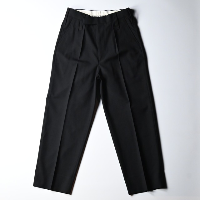 INTERIM / MILITARY WOOL SERGE 1-TUCK FRENCH ARMY WIDE TAPERED TROUSER