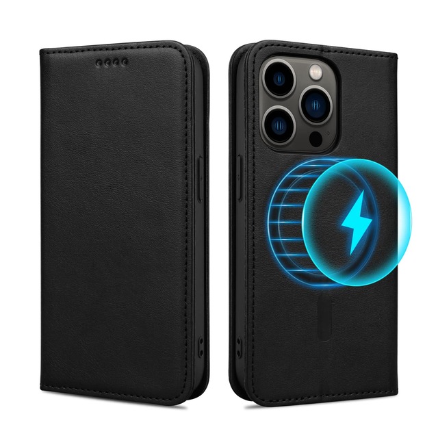 Rssviss iPhone 14 Pro ケース 手帳型 MagSafe対応 マグネット付き 6.1 inch W1M ブラック